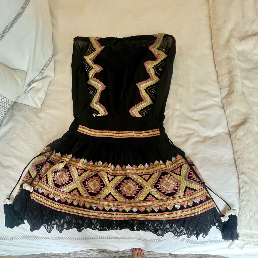 Ramy Brook strapless beaded swimsuit cover up